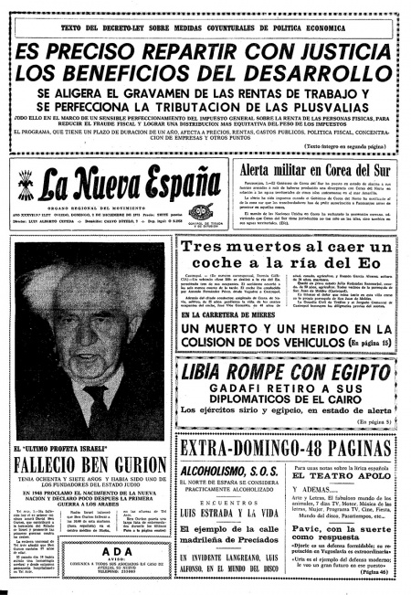 Portada Domingo 2 de Diciembre de 1973
