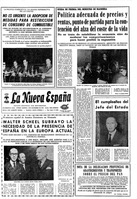 Portada Martes 4 de Diciembre de 1973