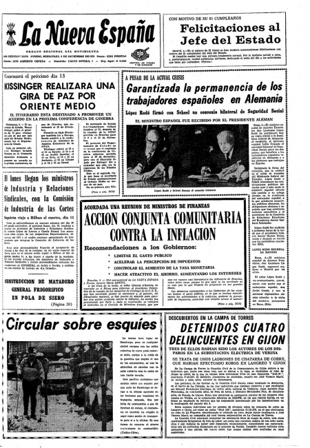 Portada Miércoles 5 de Diciembre de 1973
