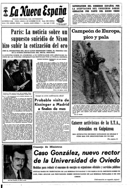 Portada Sábado 8 de Diciembre de 1973