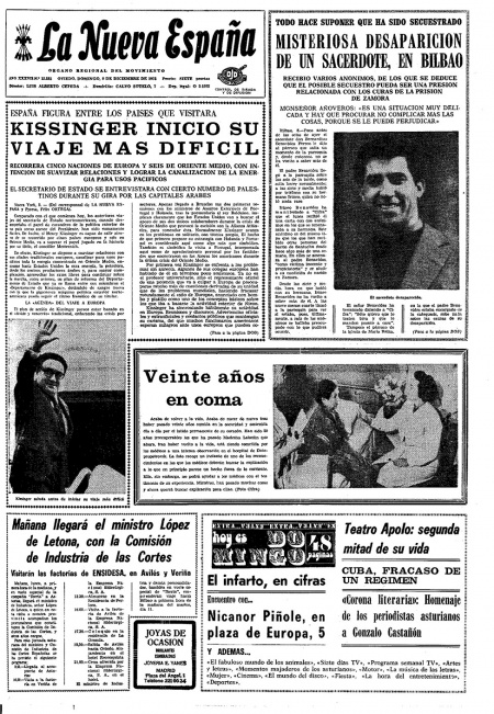 Portada Domingo 9 de Diciembre de 1973
