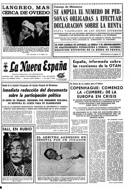 Portada Sábado 15 de Diciembre de 1973