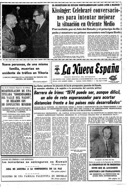 Portada Miércoles 19 de Diciembre de 1973