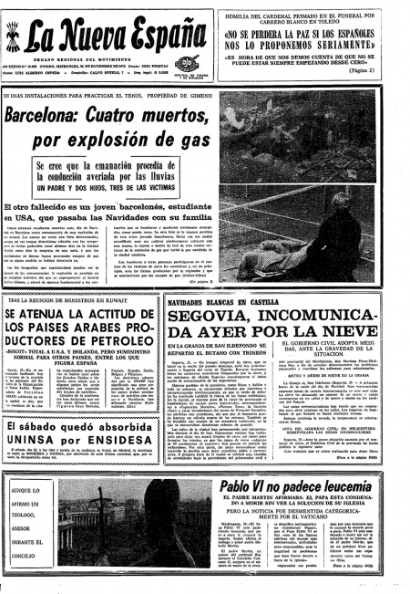 Portada Miércoles 26 de Diciembre de 1973