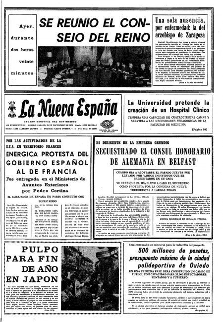 Portada Sábado 29 de Diciembre de 1973
