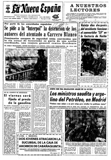 Portada Miércoles 9 de  de 1974