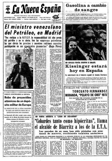 Portada Viernes 11 de  de 1974