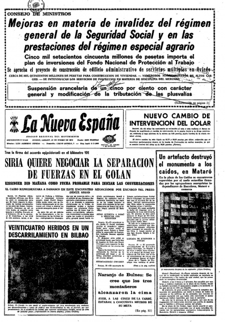 Portada Sábado 19 de  de 1974