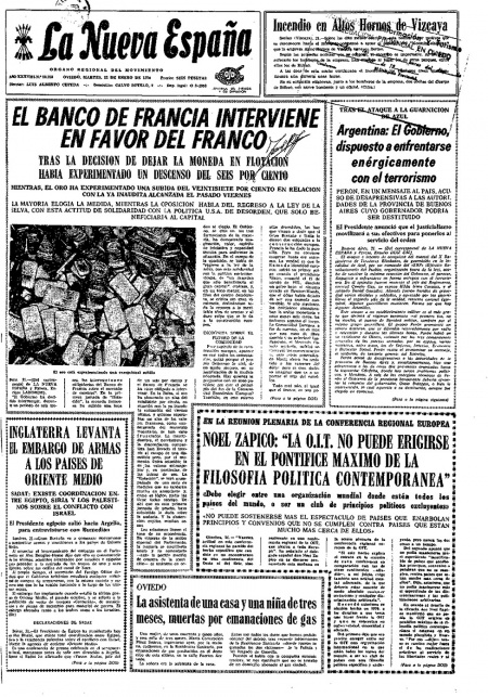 Portada Martes 22 de  de 1974