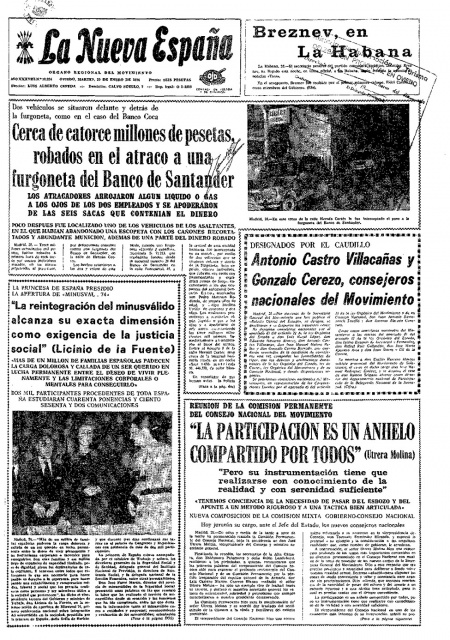 Portada Martes 29 de  de 1974