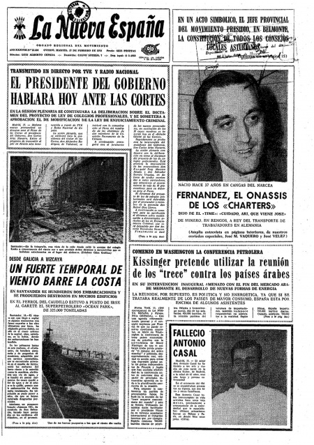 Portada Martes 12 de  de 1974