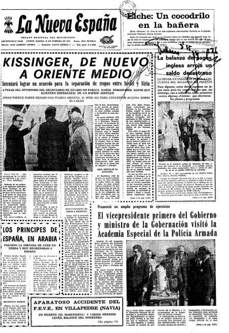 Portada Martes 26 de  de 1974