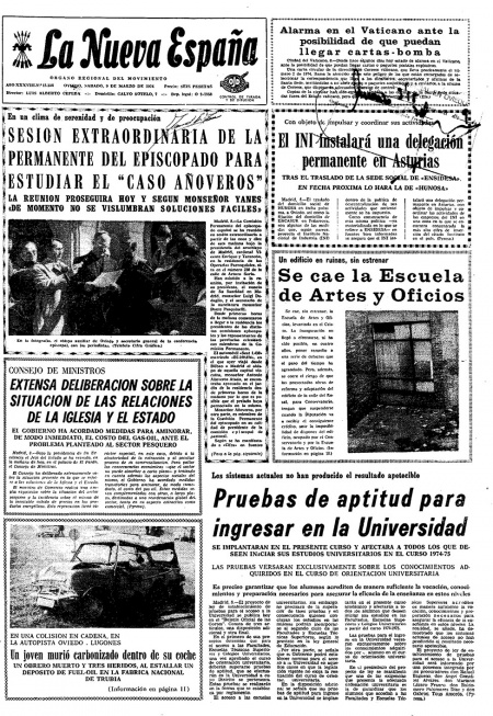 Portada Sábado 9 de  de 1974