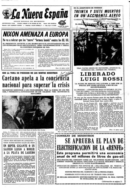 Portada Sábado 16 de  de 1974