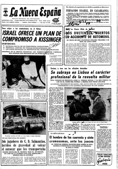 Portada Miércoles 20 de  de 1974