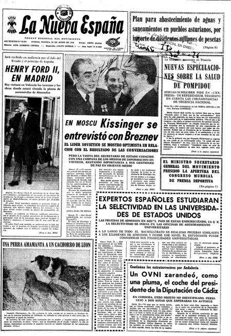 Portada Martes 26 de  de 1974