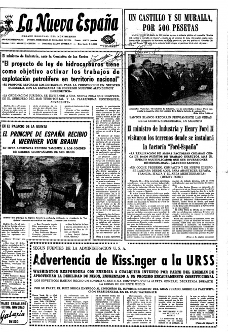 Portada Miércoles 27 de  de 1974