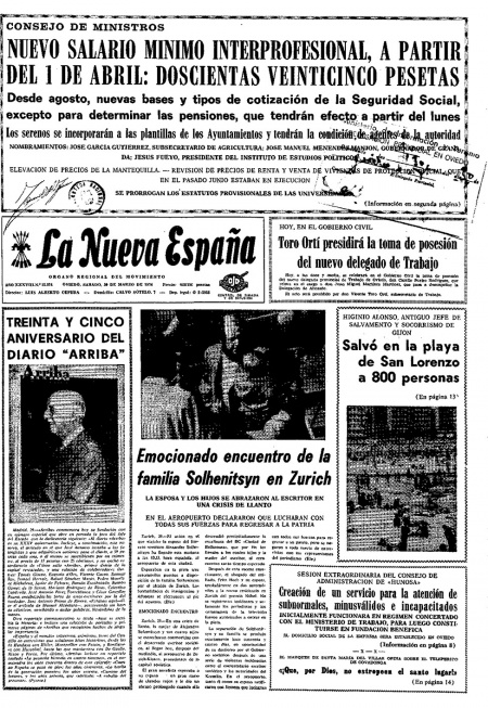 Portada Sábado 30 de  de 1974