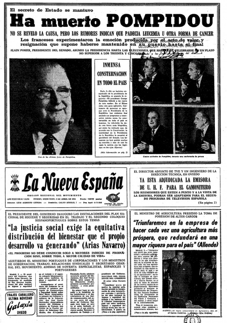 Portada Miércoles 3 de  de 1974