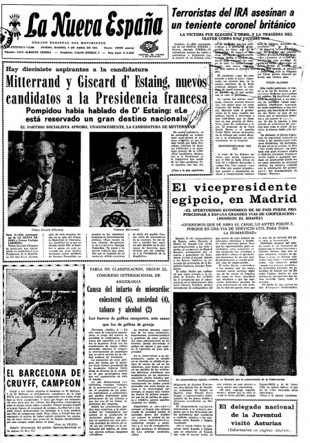 Portada Martes 9 de  de 1974