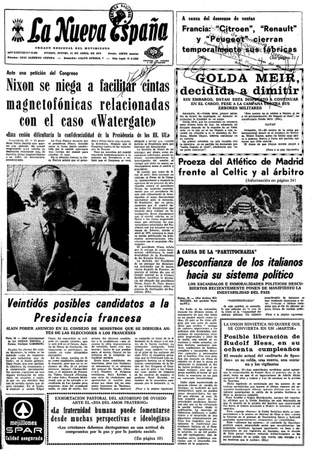 Portada Jueves 11 de  de 1974