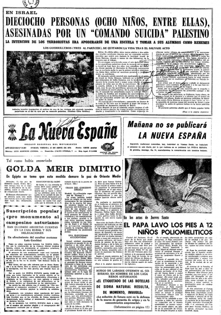 Portada Viernes 12 de  de 1974
