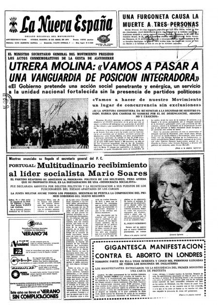 Portada Martes 30 de  de 1974