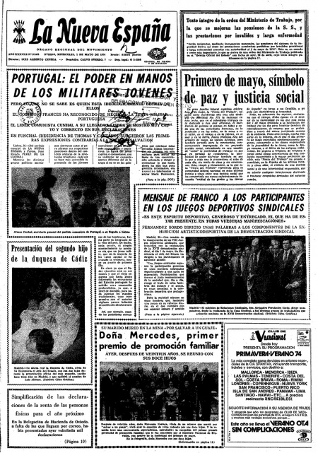 Portada Miércoles 1 de  de 1974