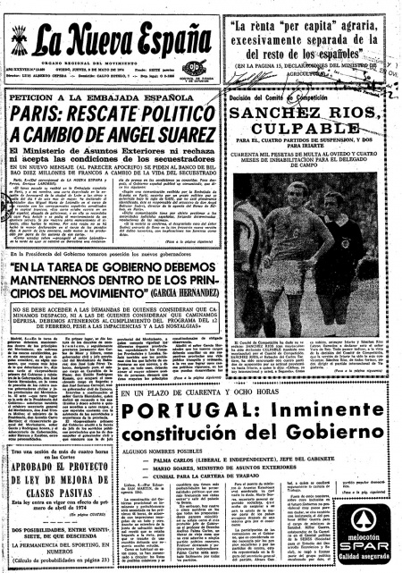 Portada Jueves 9 de  de 1974