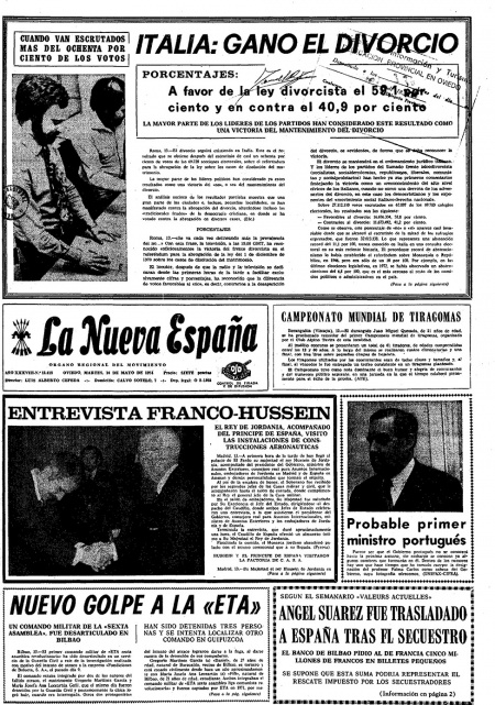 Portada Martes 14 de  de 1974