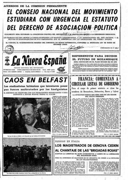 Portada Miércoles 22 de  de 1974