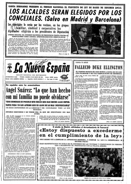 Portada Sábado 25 de  de 1974