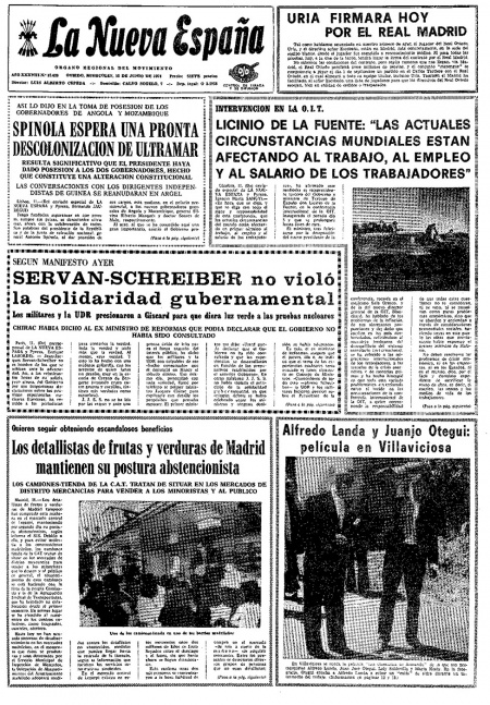 Portada Miércoles 12 de  de 1974
