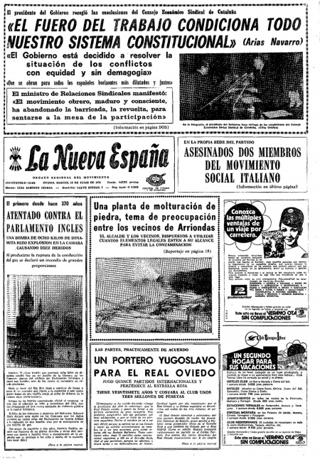 Portada Martes 18 de  de 1974