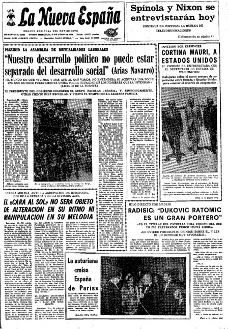 Portada Miércoles 19 de  de 1974