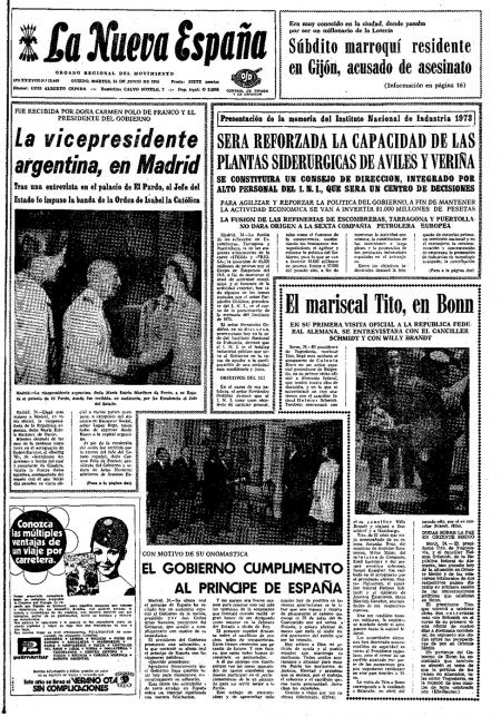 Portada Martes 25 de  de 1974