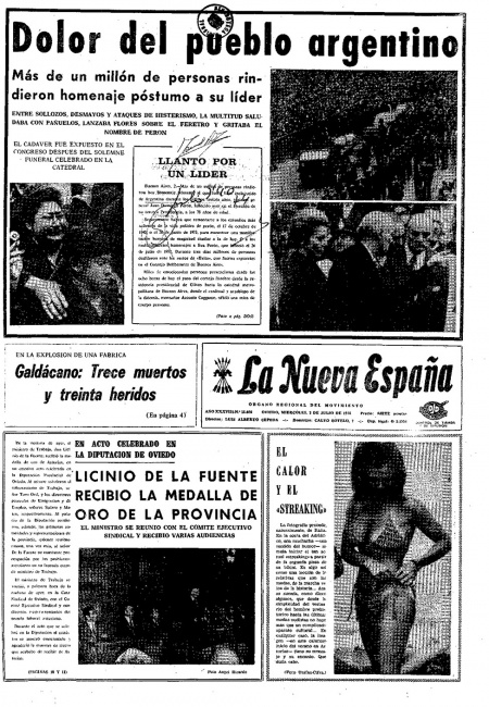 Portada Miércoles 3 de  de 1974