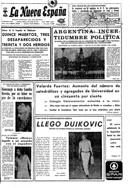 Portada Jueves 4 de  de 1974