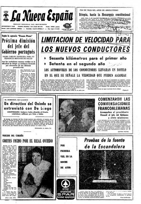 Portada Martes 9 de  de 1974