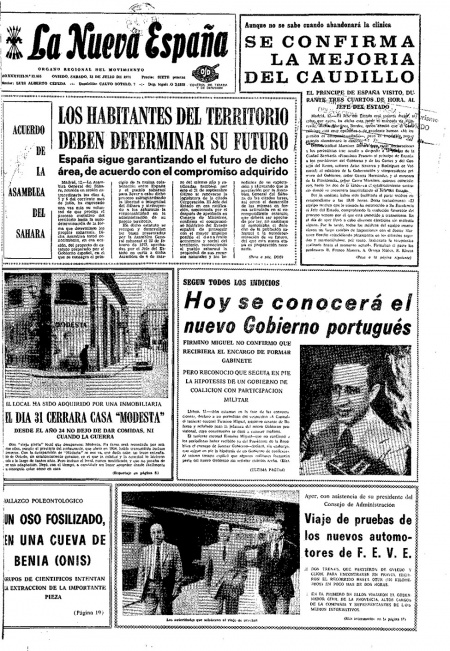 Portada Sábado 13 de  de 1974