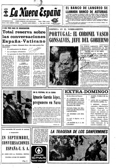 Portada Domingo 14 de  de 1974