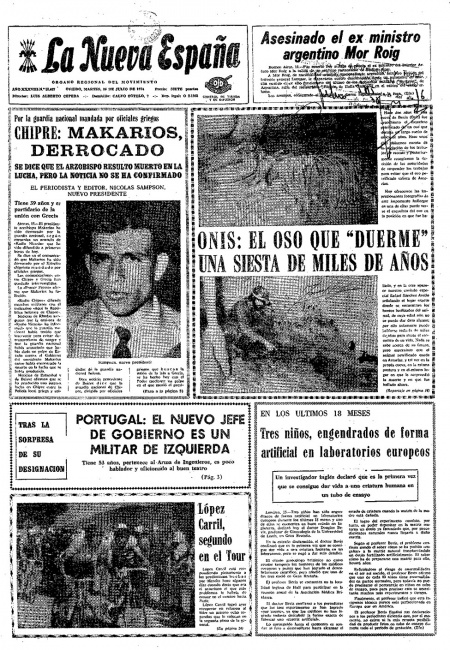 Portada Martes 16 de  de 1974