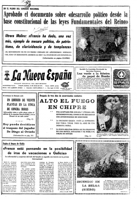 Portada Martes 23 de  de 1974