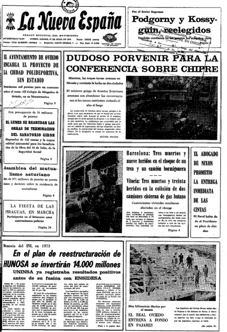 Portada Sábado 27 de  de 1974