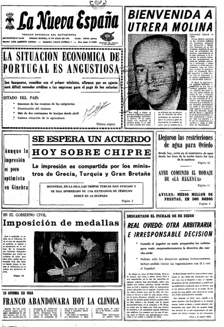 Portada Martes 30 de  de 1974