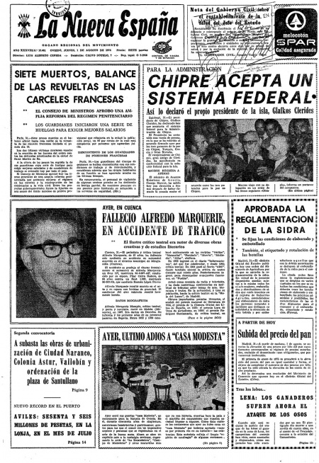 Portada Jueves 1 de  de 1974