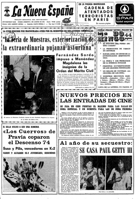 Portada Domingo 4 de  de 1974
