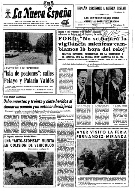 Portada Miércoles 14 de  de 1974