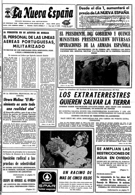 Portada Jueves 29 de  de 1974