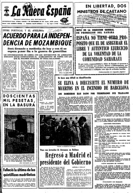 Portada Sábado 7 de  de 1974